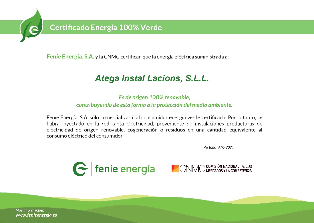 Certificado Energia Verde